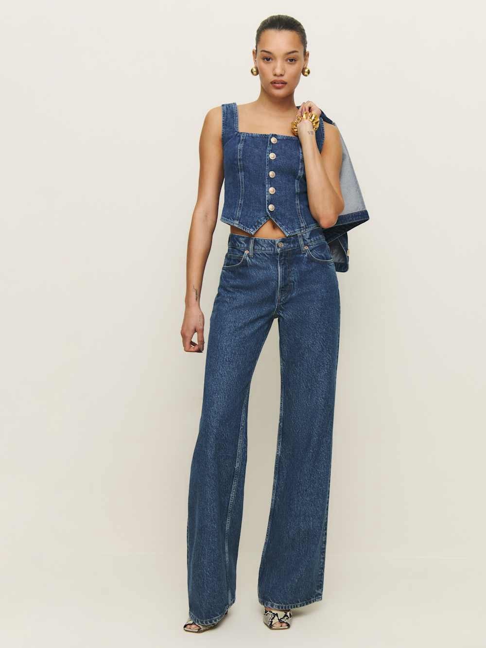 REFORMATION Bo Denim Top
